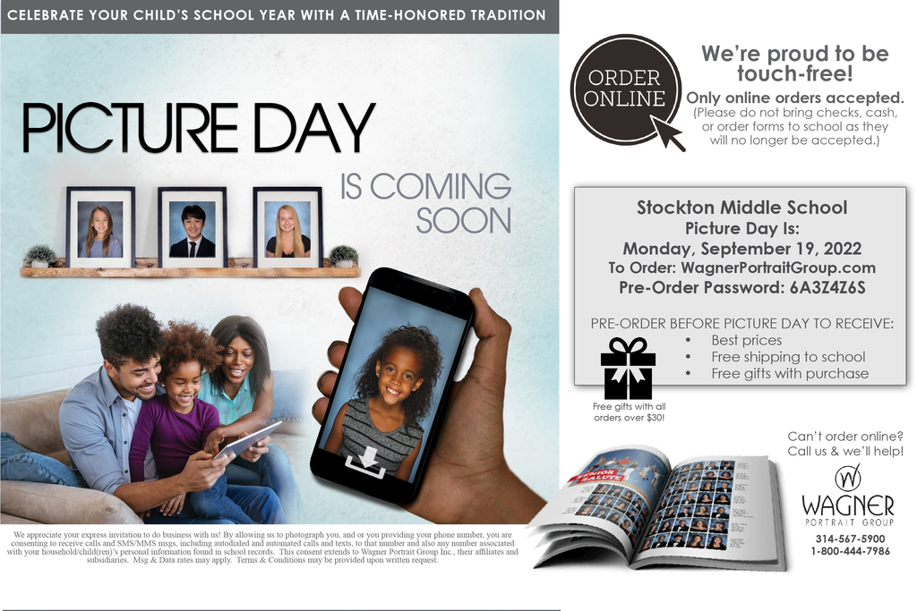 Picture Day Information! Monday, September 19.